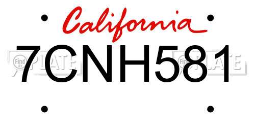 7CNH581 California License Plate