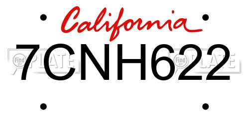 7CNH622 California License Plate