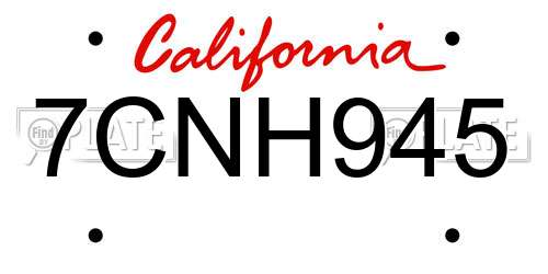 7CNH945 California License Plate