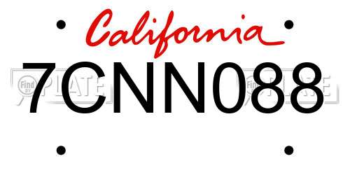 7CNN088 California License Plate