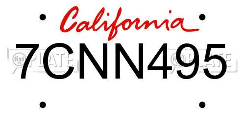 7CNN495 California License Plate
