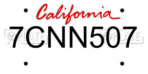 7CNN507 California License Plate