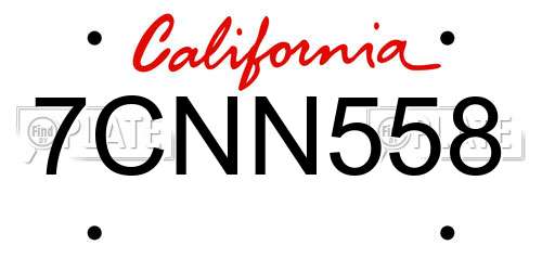 7CNN558 California License Plate