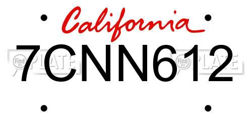 7CNN612 California License Plate