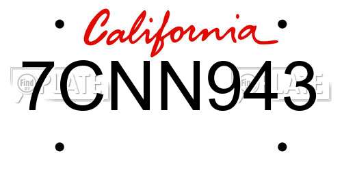 7CNN943 California License Plate