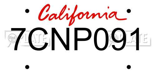 7CNP091 California License Plate
