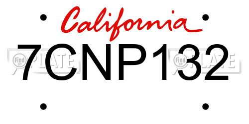 7CNP132 California License Plate