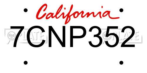 7CNP352 California License Plate