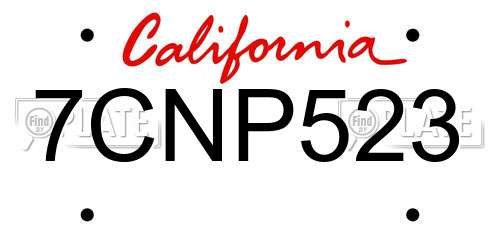 7CNP523 California License Plate
