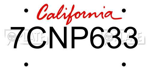 7CNP633 California License Plate