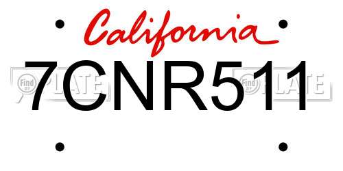 7CNR511 California License Plate