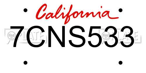 7CNS533 California License Plate