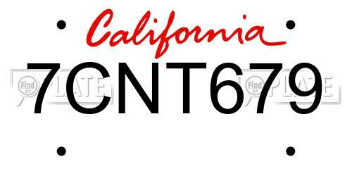 7CNT679 California License Plate