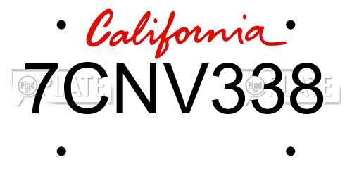 7CNV338 California License Plate