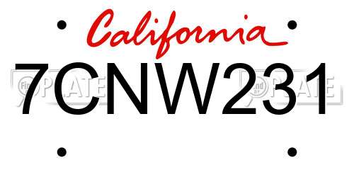 7CNW231 California License Plate