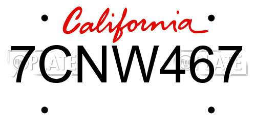 7CNW467 California License Plate