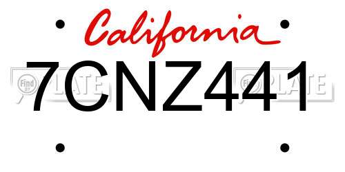 7CNZ441 California License Plate