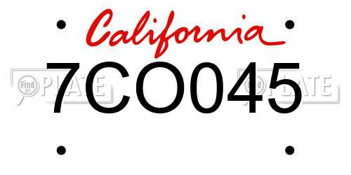 7CO045 California License Plate