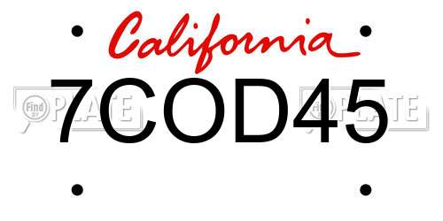 7COD45 California License Plate