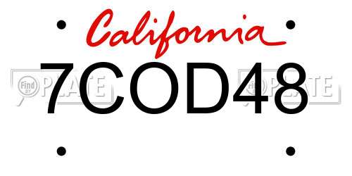 7COD48 California License Plate