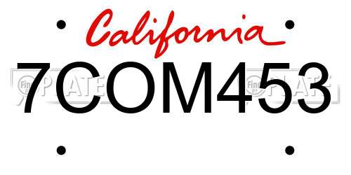 7COM453 California License Plate