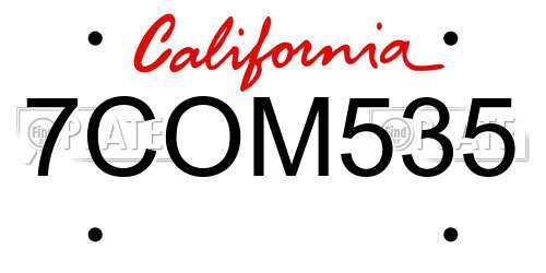 7COM535 California License Plate