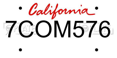 7COM576 California License Plate