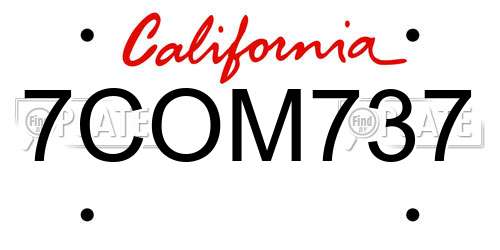 7COM737 California License Plate