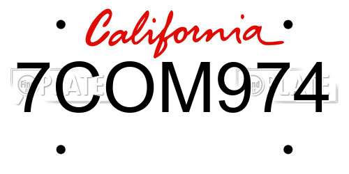 7COM974 California License Plate