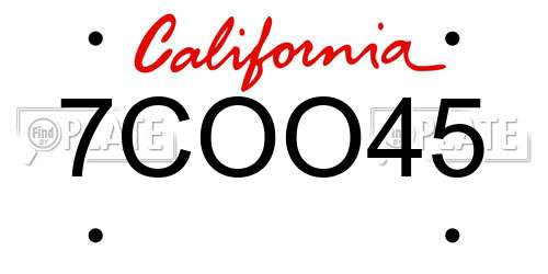 7COO45 California License Plate