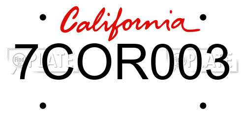 7COR003 California License Plate