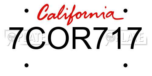 7COR717 California License Plate