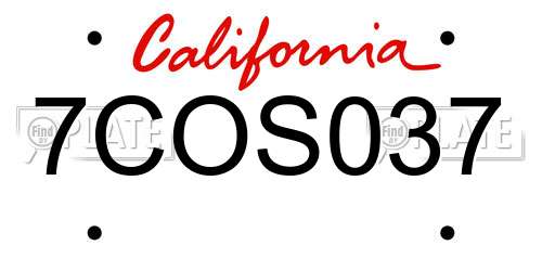 7COS037 California License Plate
