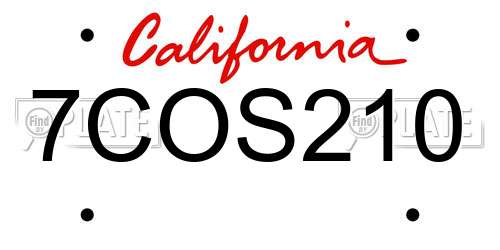 7COS210 California License Plate