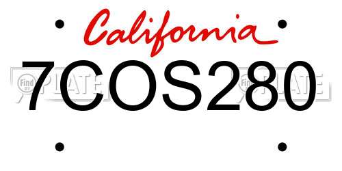 7COS280 California License Plate