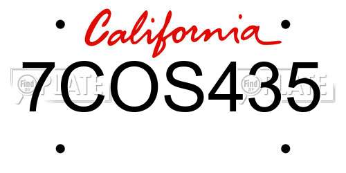7COS435 California License Plate