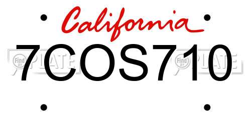7COS710 California License Plate