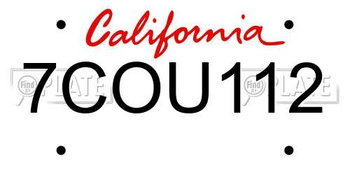 7COU112 California License Plate