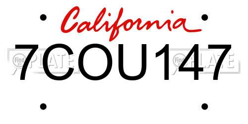 7COU147 California License Plate