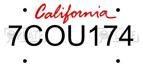 7COU174 California License Plate