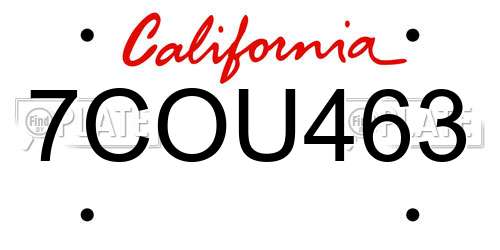 7COU463 California License Plate