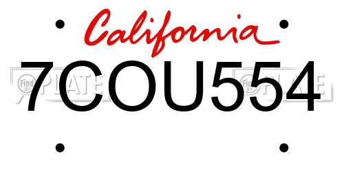 7COU554 California License Plate