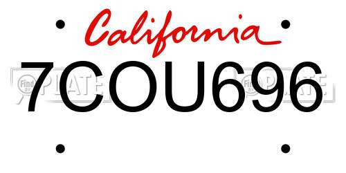 7COU696 California License Plate