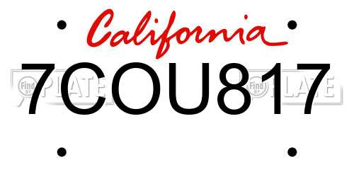 7COU817 California License Plate