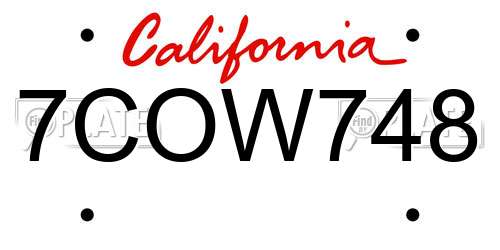 7COW748 California License Plate