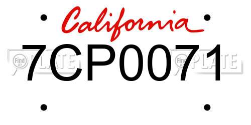 7CP0071 California License Plate