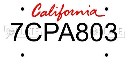 7CPA803 California License Plate