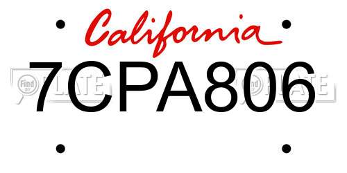 7CPA806 California License Plate