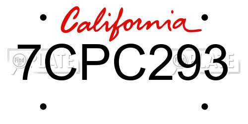 7CPC293 California License Plate
