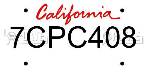 7CPC408 California License Plate